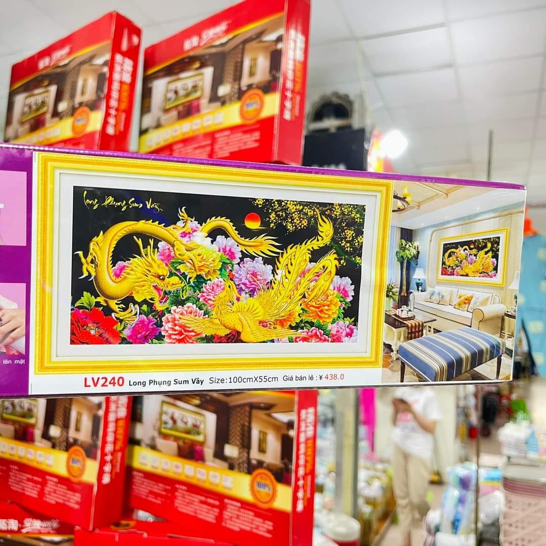 Tranh đính đá Long Phụng Sum Vầy - tranh chưa đính đá