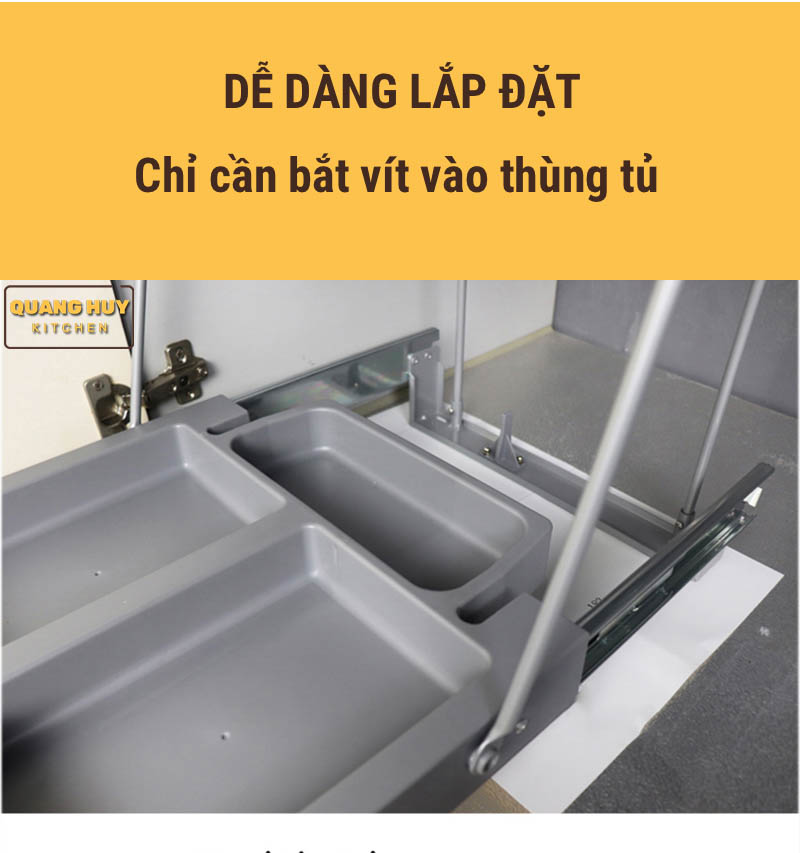 Thùng rác âm tủ bếp nhấn mở tự động thương hiệu Grob
