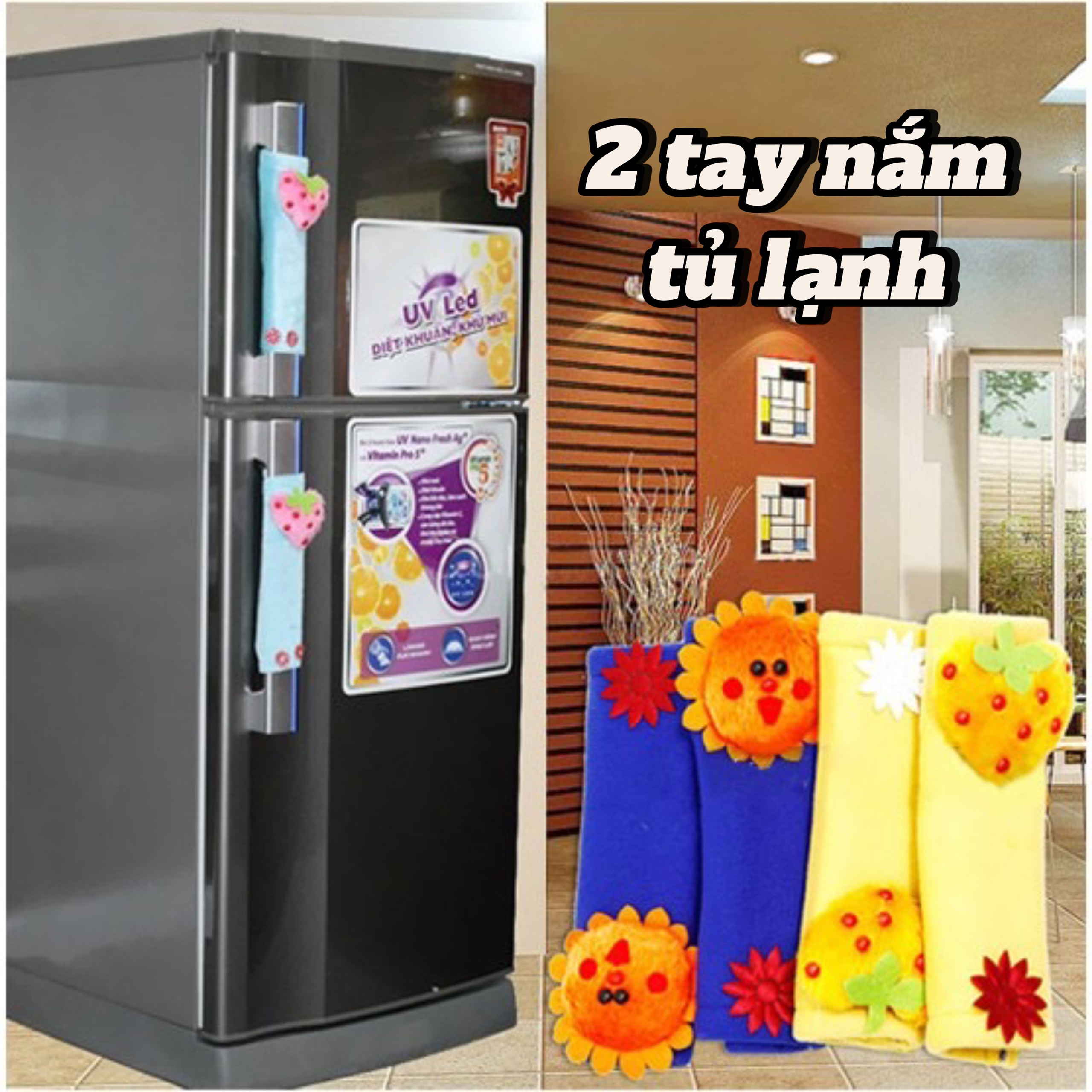 Bộ 2 Tay Nắm Cầm Tủ Lạnh họa tiết xinh xắn