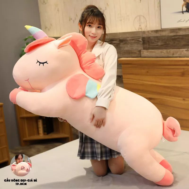 Gối Mền 3 Trong 1 Gấu Bông Kỳ Lân Dài 60cm, Gấu Bông Pony Nhập Khẩu, Hình Như Nào Mẫu Như vậy