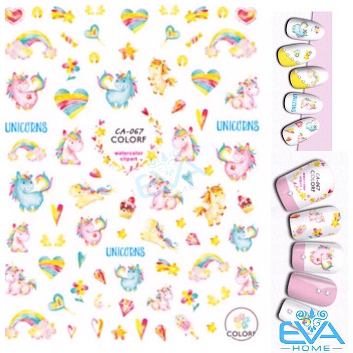 Miếng Dán Móng Tay 3D Nail Sticker Tráng Trí Hoạ Tiết Ngựa Hồng Pony CA067