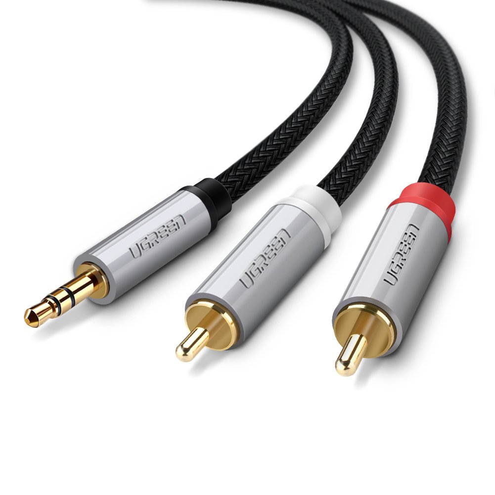 Cáp Audio 3.5mm sang 2 đầu RCA cao cấp dài 2m Ugreen 40843