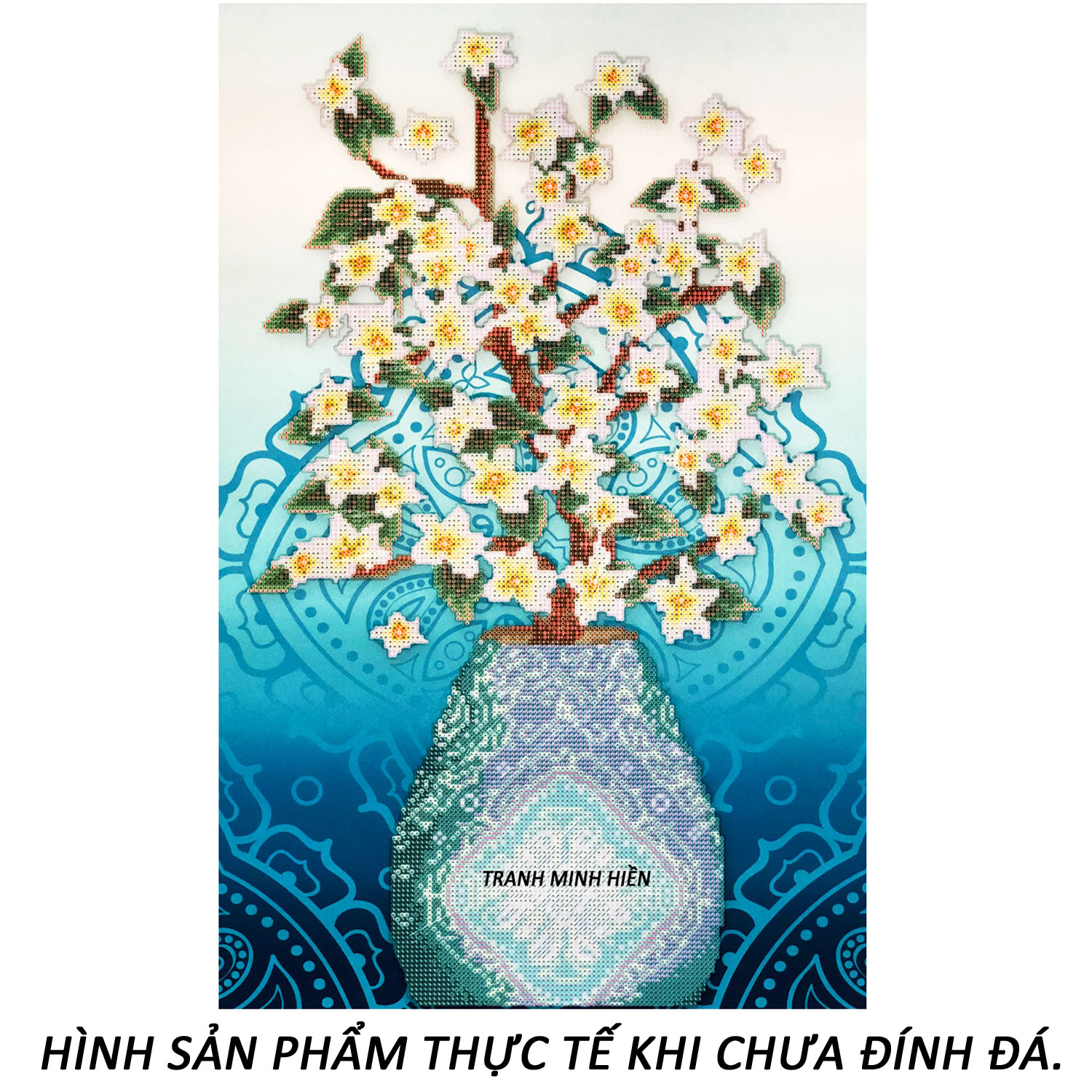 Tranh Đính Đá Đẹp - Bình Hoa Kim Tiền Tài Lộc 16 (Kèm Quà Tặng) - Tranh Minh Hiền (TỰ ĐÍNH ĐÁ)