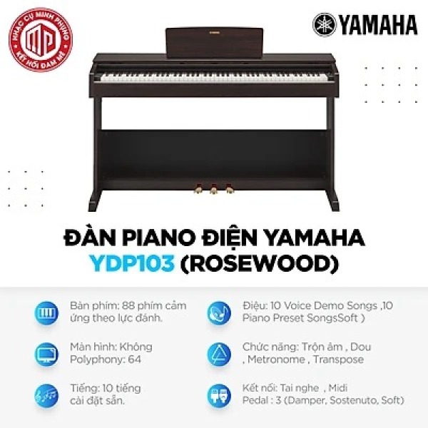 Đàn Piano Điện Yamaha YDP103 - Màu Rosewood - Hàng chính hãng