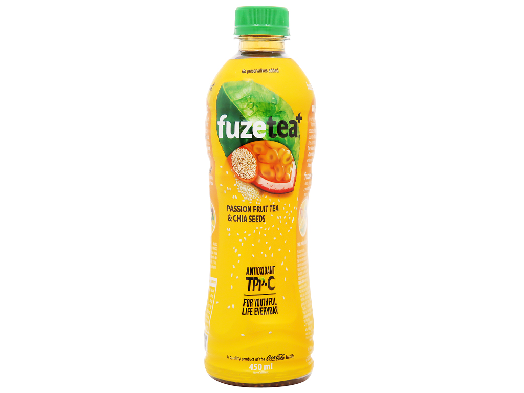6 chai trà chanh dây và hạt chia Fuze Tea 450ml