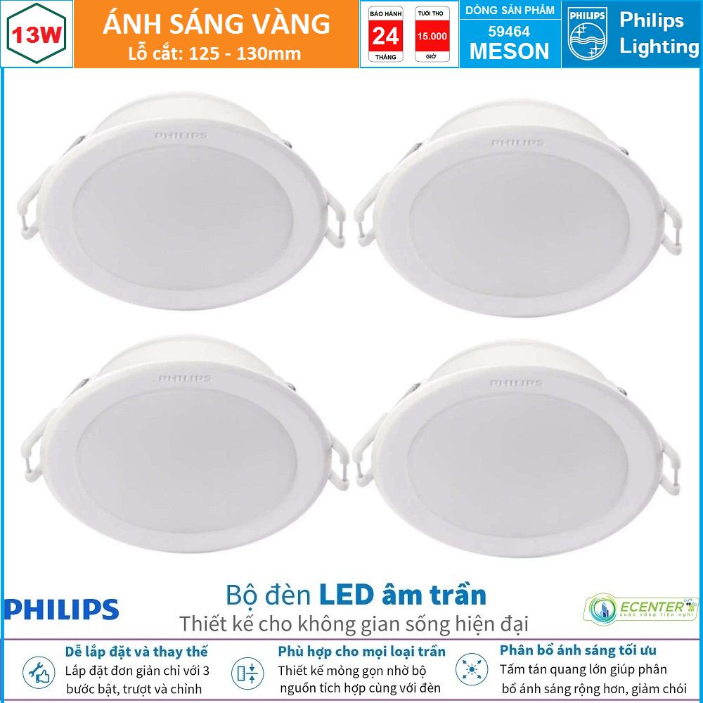 ( Bộ 4 ) Đèn Led Âm Trần 7W-9W-13W Philips Downlight 59448/59449/59464 MESON D105/D105/D125  ( Ánh Sáng Trắng  & Trung Tính & Vàng )
