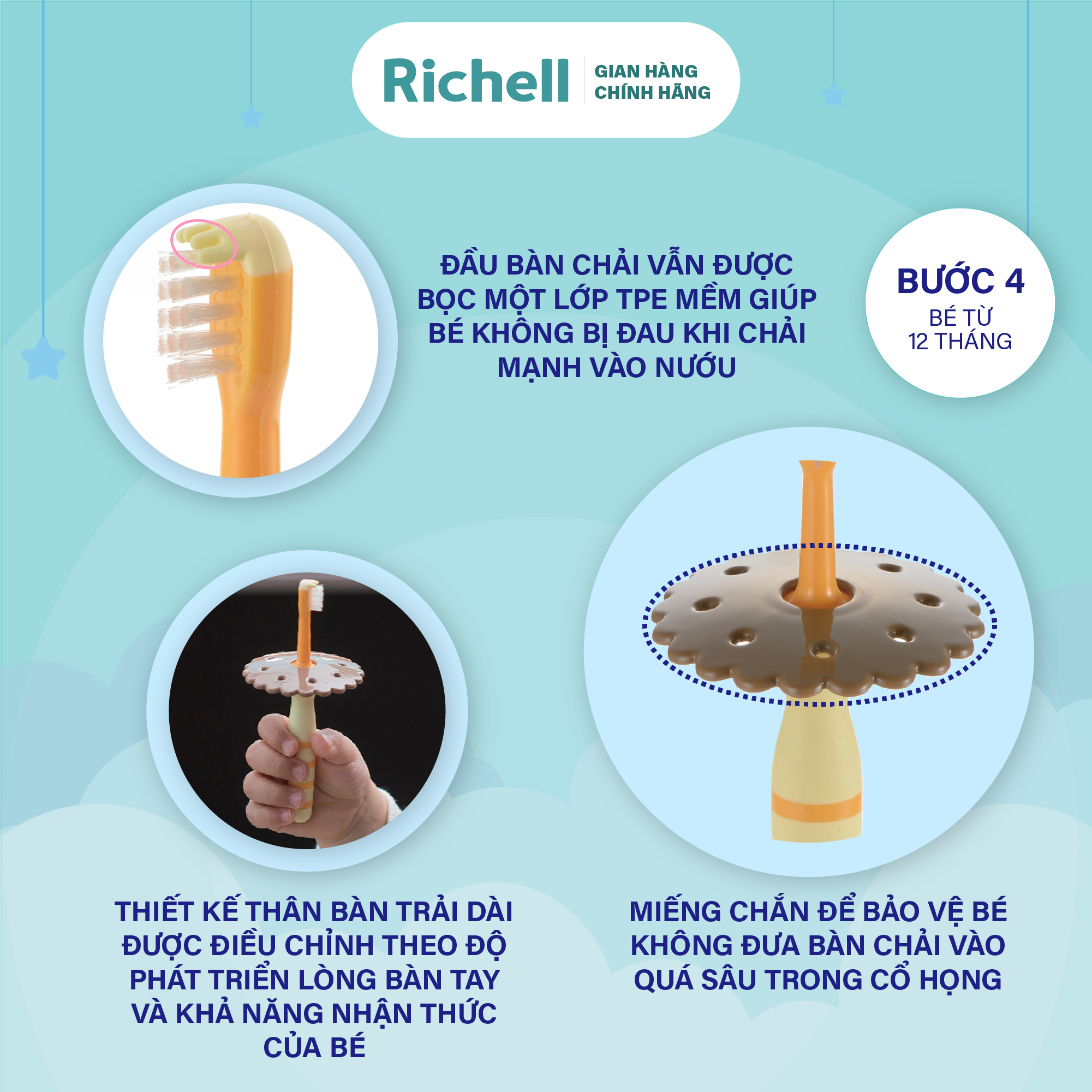 Bàn chải đánh răng trẻ em RICHELL TLI | Baby
