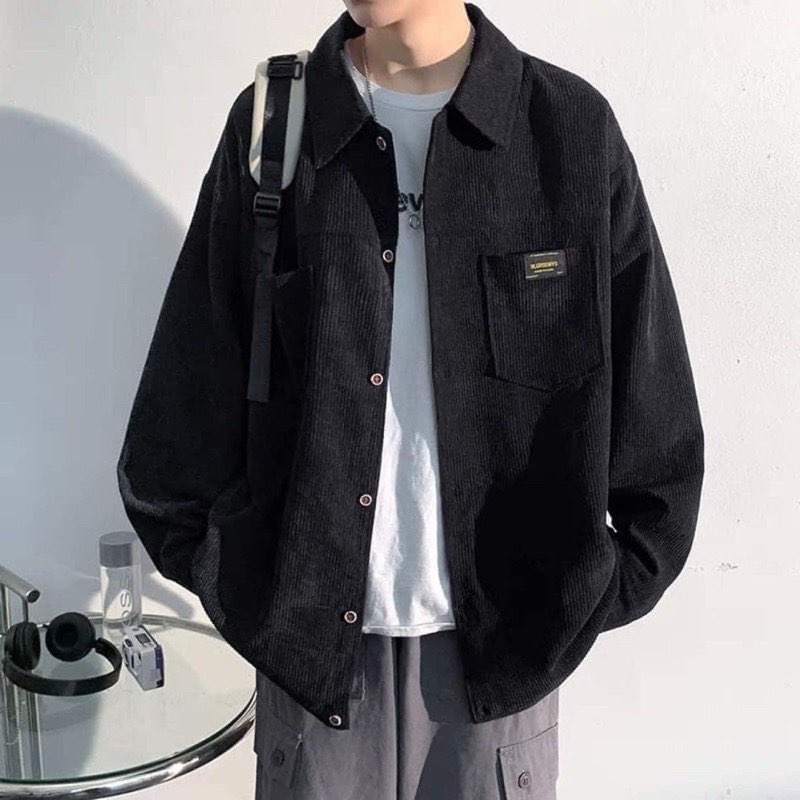 ÁO SƠ MI NHUNG TĂM FORM RỘNG UNISEX