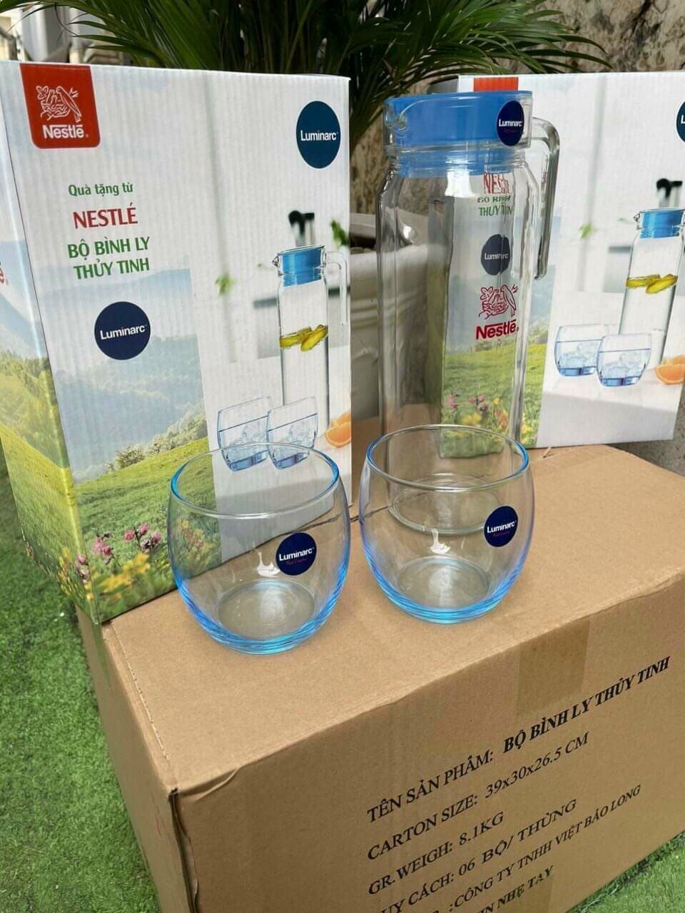Bộ 1 bình 1.1l và 2 ly thủy tinh Luminarc