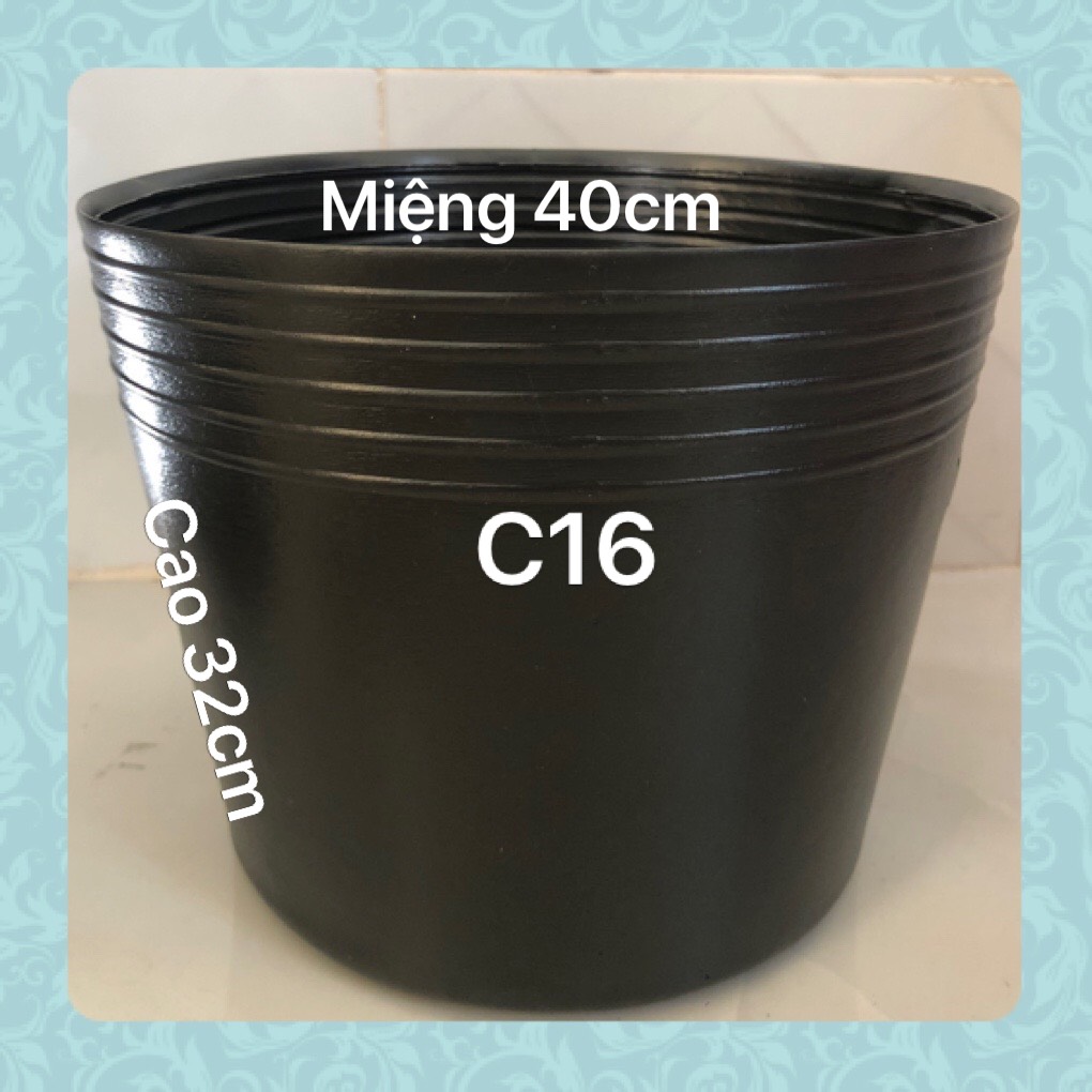 Chậu nhựa trồng cây 20 cai C16 đen mềm