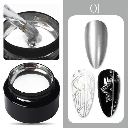 Gel vẽ móng Metal gel metan gel kim loại vàng, bạc 8ml - Gel nhũ metan Jnailsay chính hãng - gel vẽ móng metan tạo viền trang trí móng cao cấp, vẽ móng nail siêu sáng