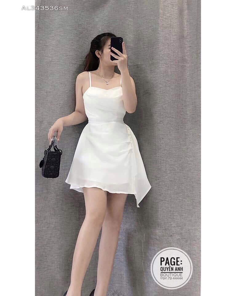 Váy đầm nữ dự tiệc hai dây phối hạt eo