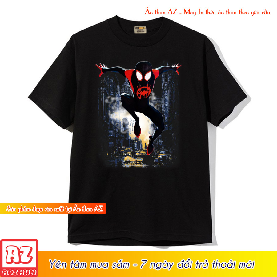 Áo thun marvel màu đen in hình người nhện spiderman M2734