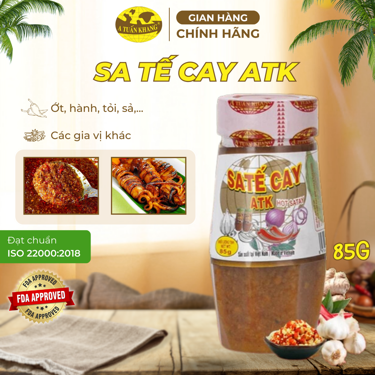 Sa Tế Cay ATK 85g x 6 Hũ – Gia Vị Cay Thổi Bùng Hương Vị, Tăng Độ Hấp Dẫn Cho Món Ăn | A TUẤN KHANG