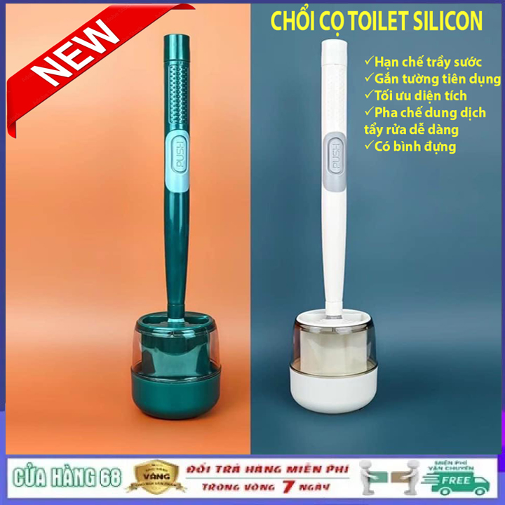 BÁO GIÁ Chổi Chà Bồn Cầu | Shopee Lazada Sendo Tiki mới nhất 8 Chổi cọ nhà vệ sinh, chổi chà bồn cầu thiết kế thông minh chất liệu Silicon bảo vệ men chống thấm nước, có hộp đựng pha chế dung dịch tẩy rửa, treo tường tiện dụng - Cửa hàng 68