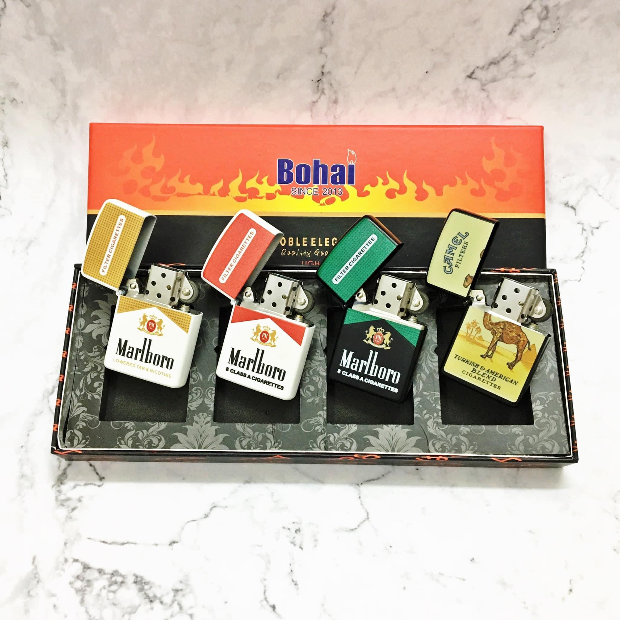 [HCM] Bộ 4 Bật Lửa Zippo Hình Logo Các Loại