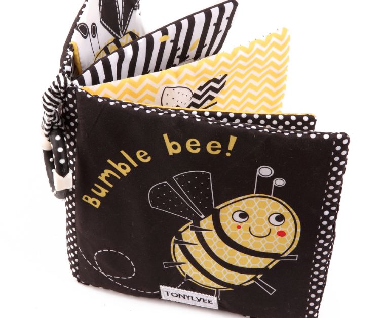 Đồ chơi,sách vải an toàn cho bé sơ sinh,cuốn sách vải đen trắng kích thích thị giác bumble bee cho bé-Dochoigiatot