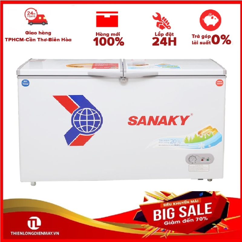 Ả GÓP 0% - Tủ đông Sanaky 2 ngăn 365 lít VH-5699W1 - Bảo hành 12 tháng