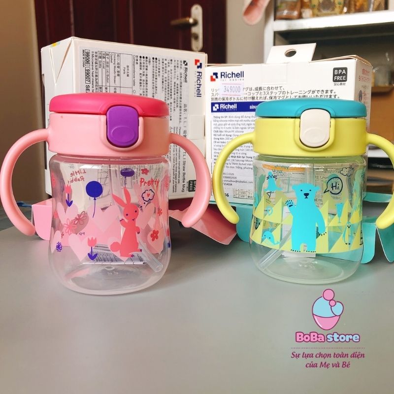 Bình nước ống hút Richell cho bé từ 7 tháng tuổi