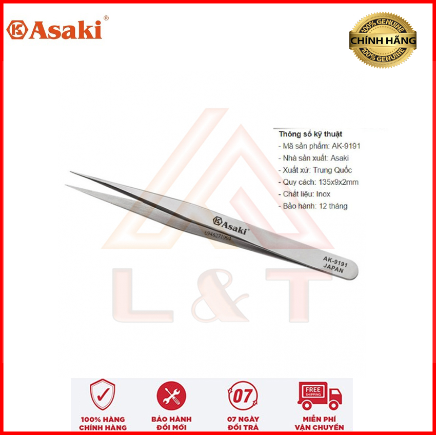 Nhíp gắp linh kiện mũi nhọn Asaki AK-9191