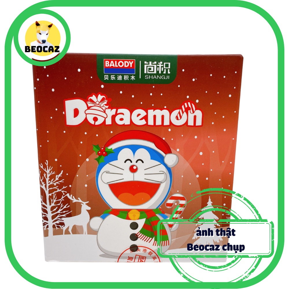 Mô hình Doraemon Mon Ú Mèo Máy dễ thương bộ lắp ɡhép ông già Noel Santa Người Tuyết Cây Thông Đồ chơi Beocaz Chính Hãng