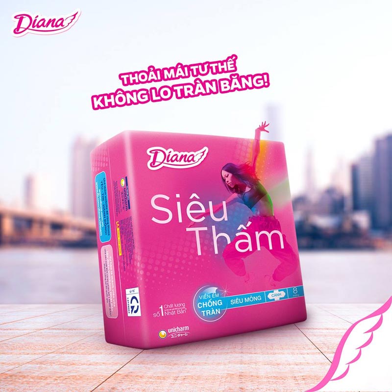Băng vệ sinh siêu mỏng Diana siêu thấm 8 miếng