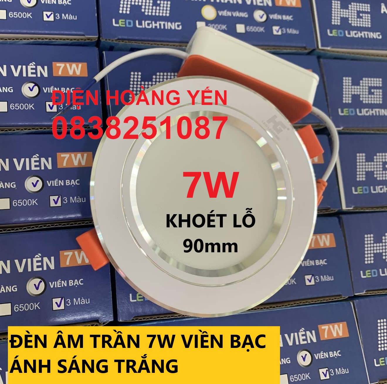 [HCM]Combo 10 bộ đèn led âm trần viền bạc 7w - PHI 90mm