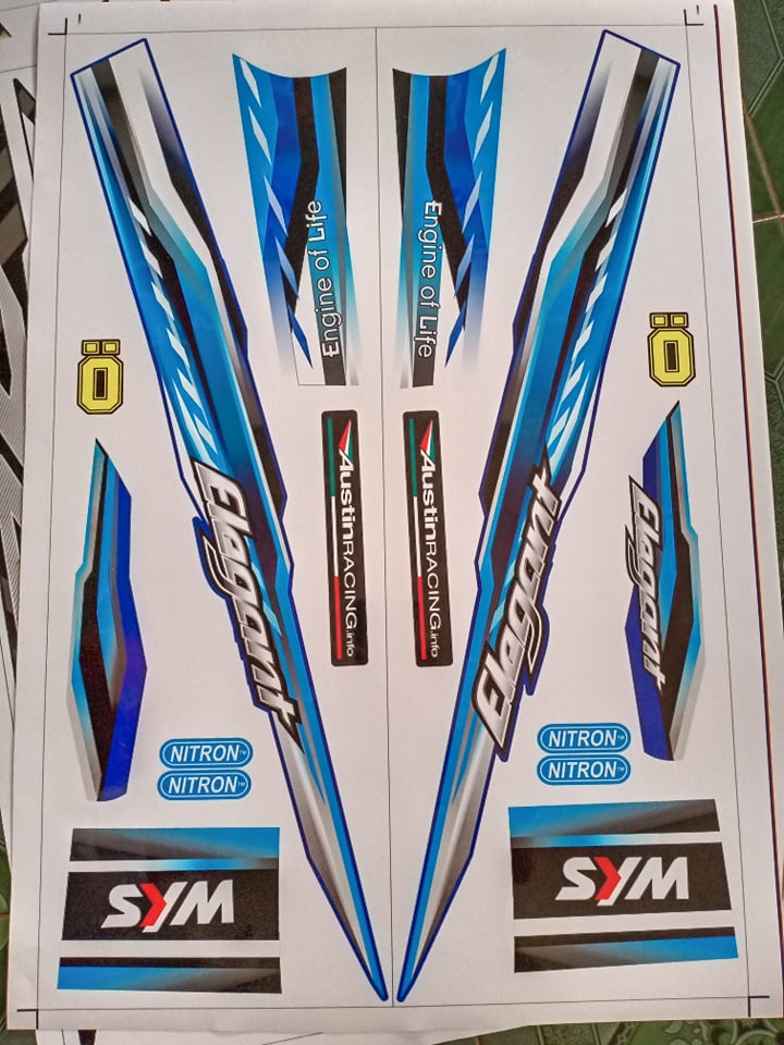 Tem rời elegant 50cc xanh trắng
