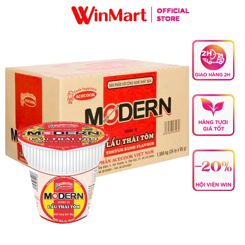 [Siêu thị WinMart] - Thùng 24 ly mì Modern lẩu Thái tôm 65g