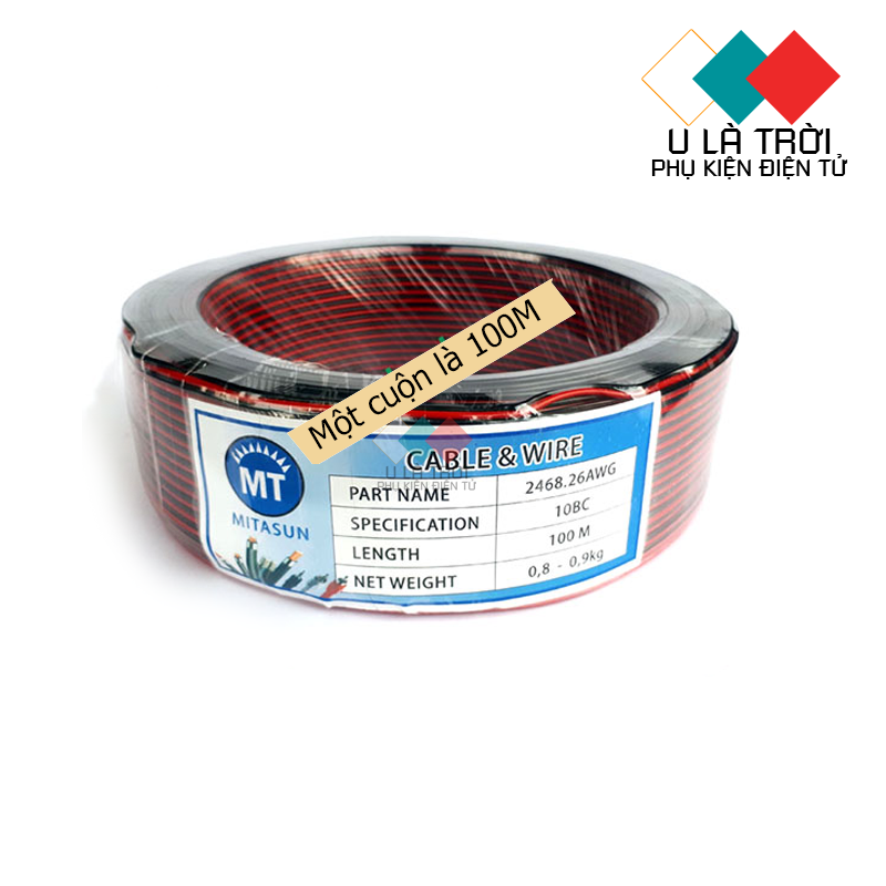 5M Dây điện đổi đỏ đen 26AWG