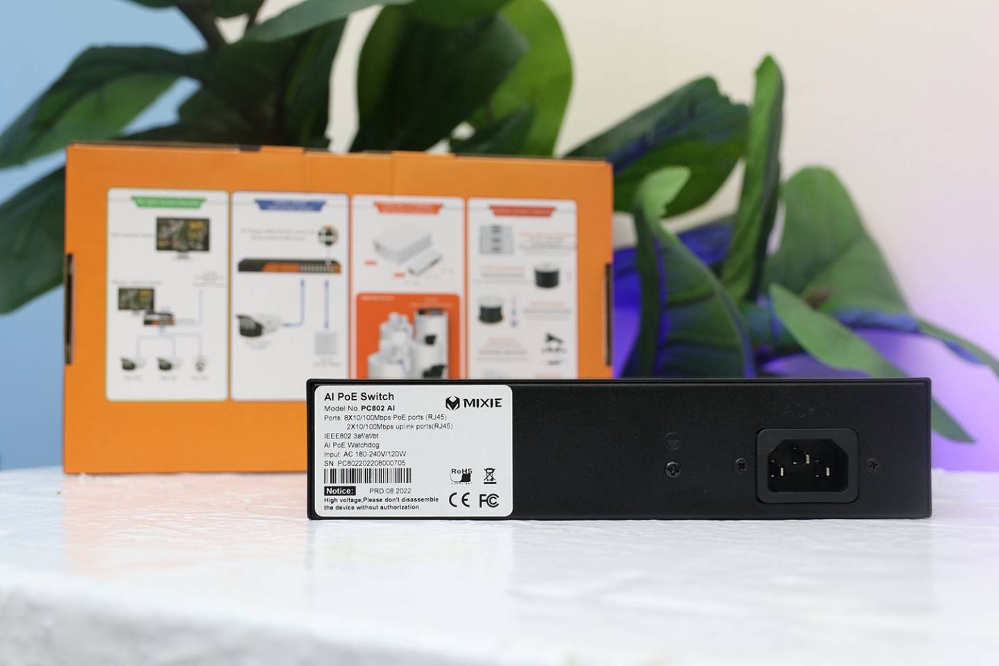 SWITCH POE MIXIE PC-802 AI 8 cổng LAN POE và 2 cổng Uplink