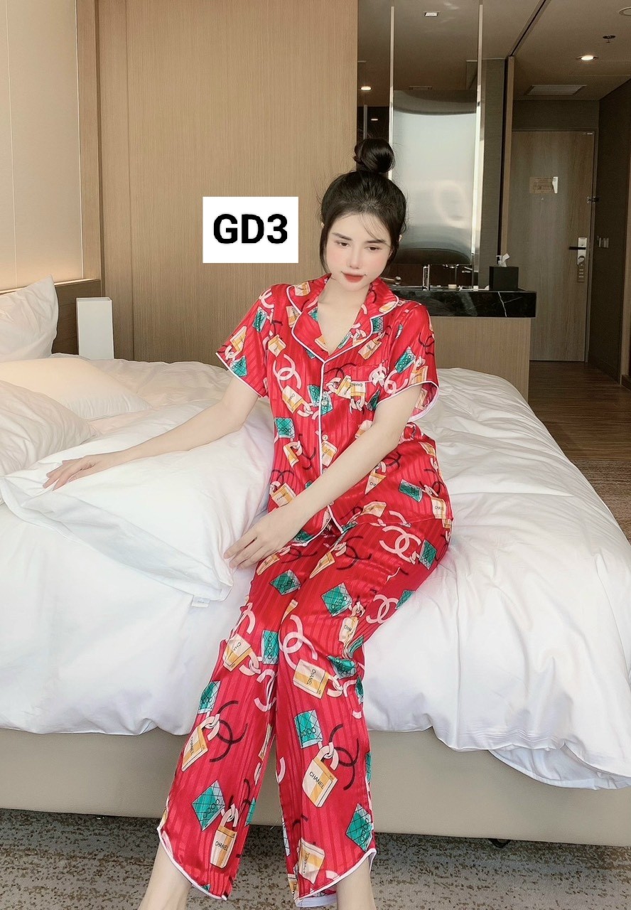 Đồ bộ nữ pijama lụa Gấm tay ngắn quần dài có túi (40-60kg)