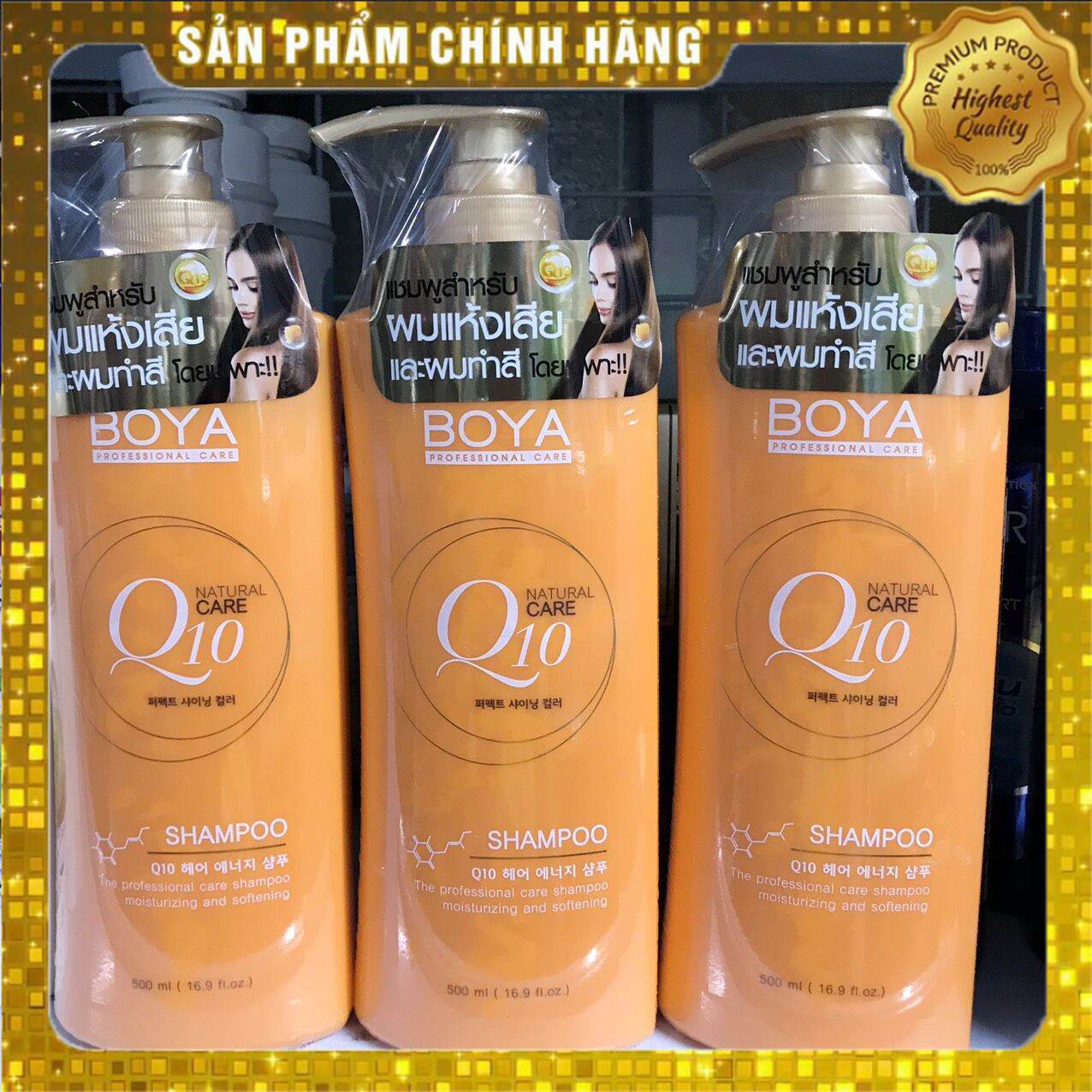 Dầu gội đầu boya shampoo q10 500ml chăm sóc nuôi dưỡng chân tóc đến ngọn tóc , phục hồi tóc hư tổn, tóc mềm mượt óng ả