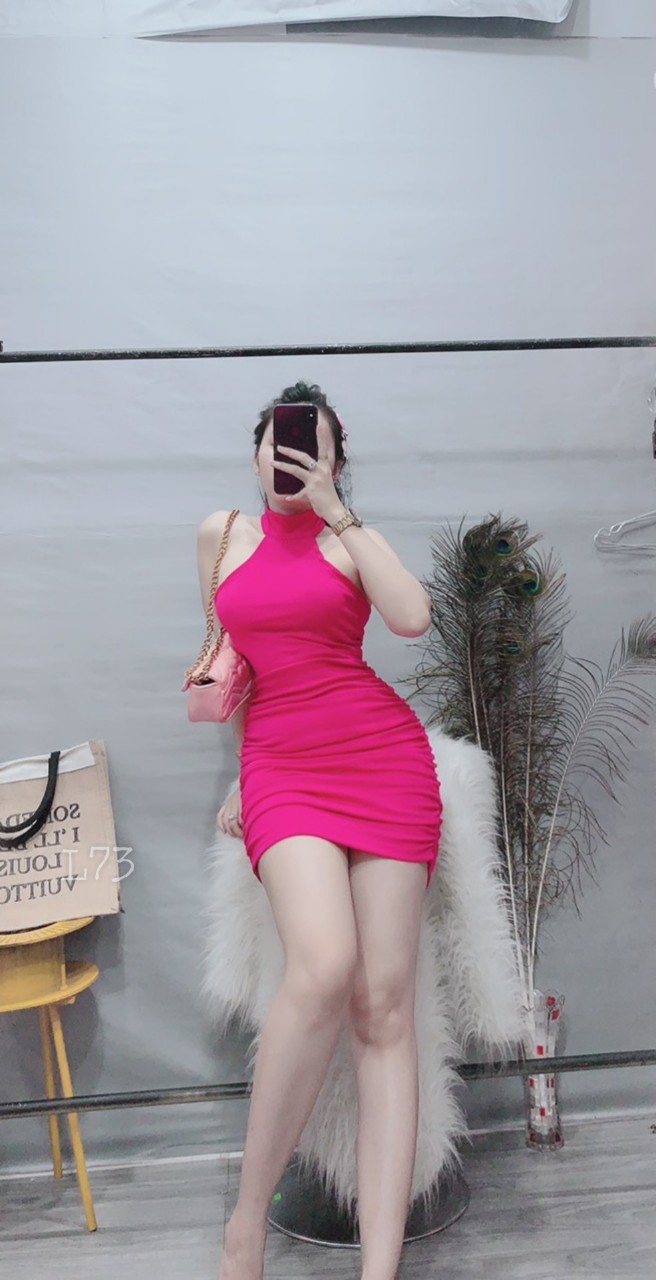 Đầm body cổ yếm nhún sườn-ZU