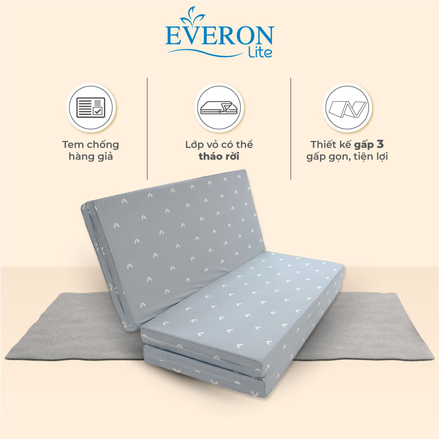 Nệm Bông Ép Gấp 3 Everon Lite, bảo hành 5 năm