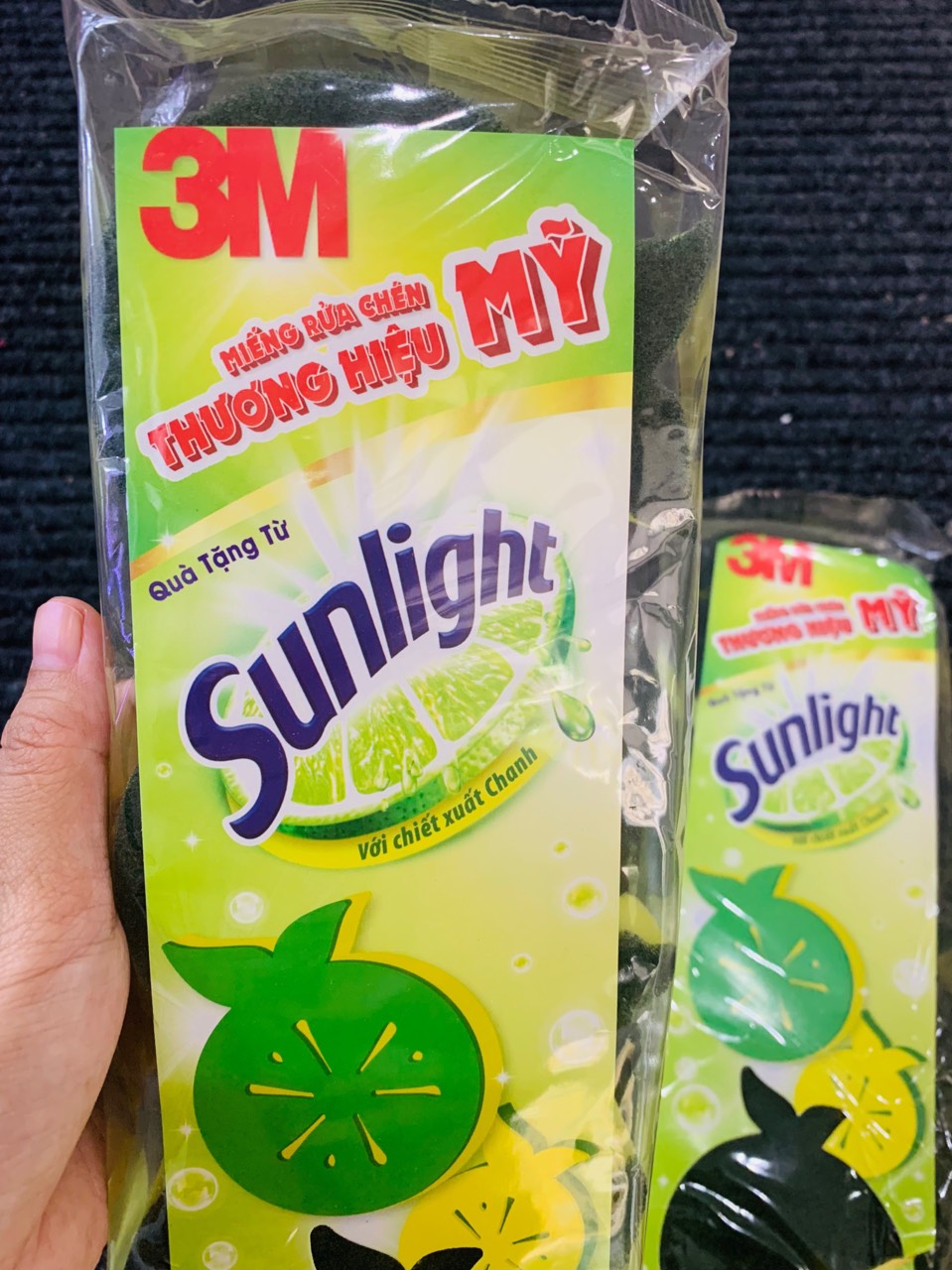 Combo 3 miếng rửa chén 3M quà từ Sunlight hình trái chanh