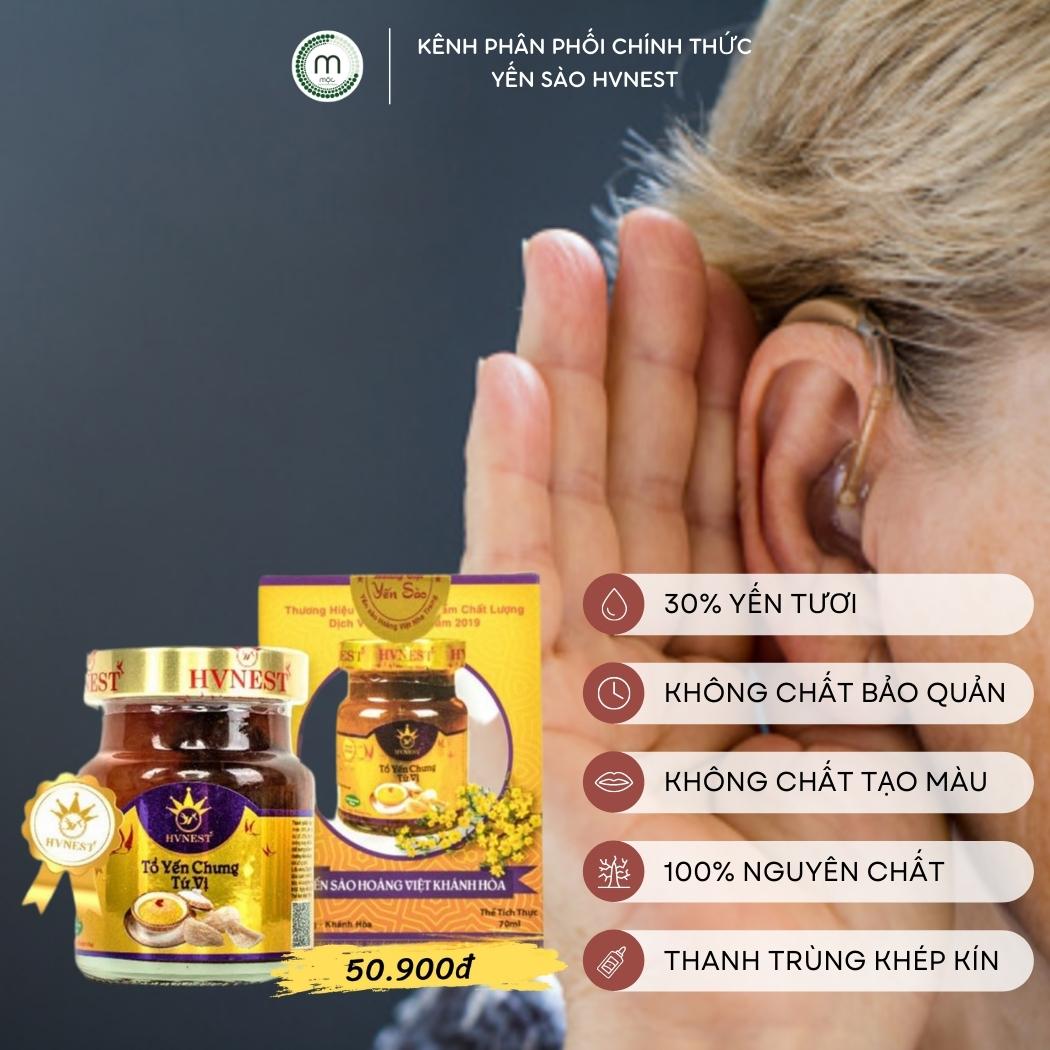yến chưng tứ vị Nha Trang, Khánh Hòa - Hoàng Việt, cải thiện sức khỏe ăn uống ngon miệng, giúp hấp thụ thức ăn tốt, tăng cường sức đề kháng cho cơ thể, cải thiện thính giác hũ 70ml