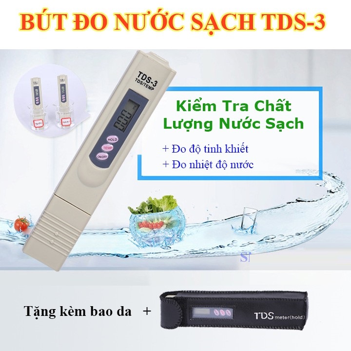Bút đo kiểm tra nước TDS Độ mặn Đơn vị ppm Bút thử nước sạch, Kết hợp với Bút đo nồng độ Ph, kiểm tra độ mặn cơ bản của nước tưới cây sản phẩm cao cấp
