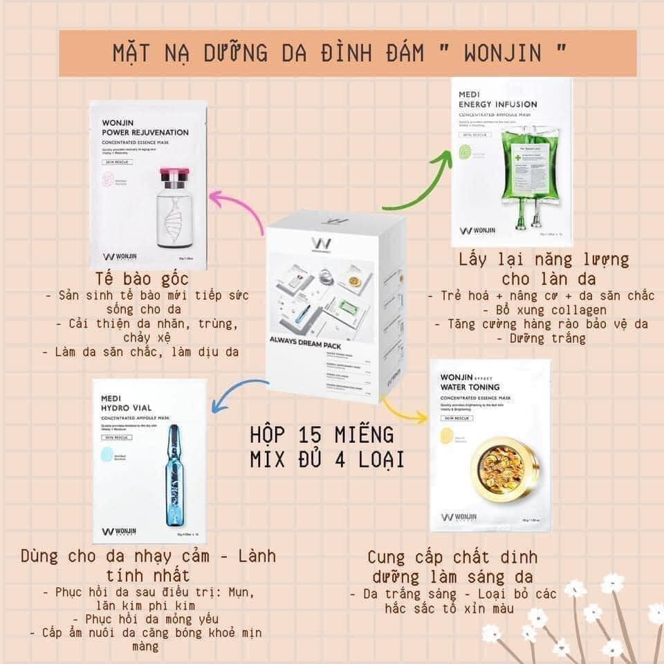 [100% AUTH] Set 15 miếng mặt nạ giấy Wonjin Effect