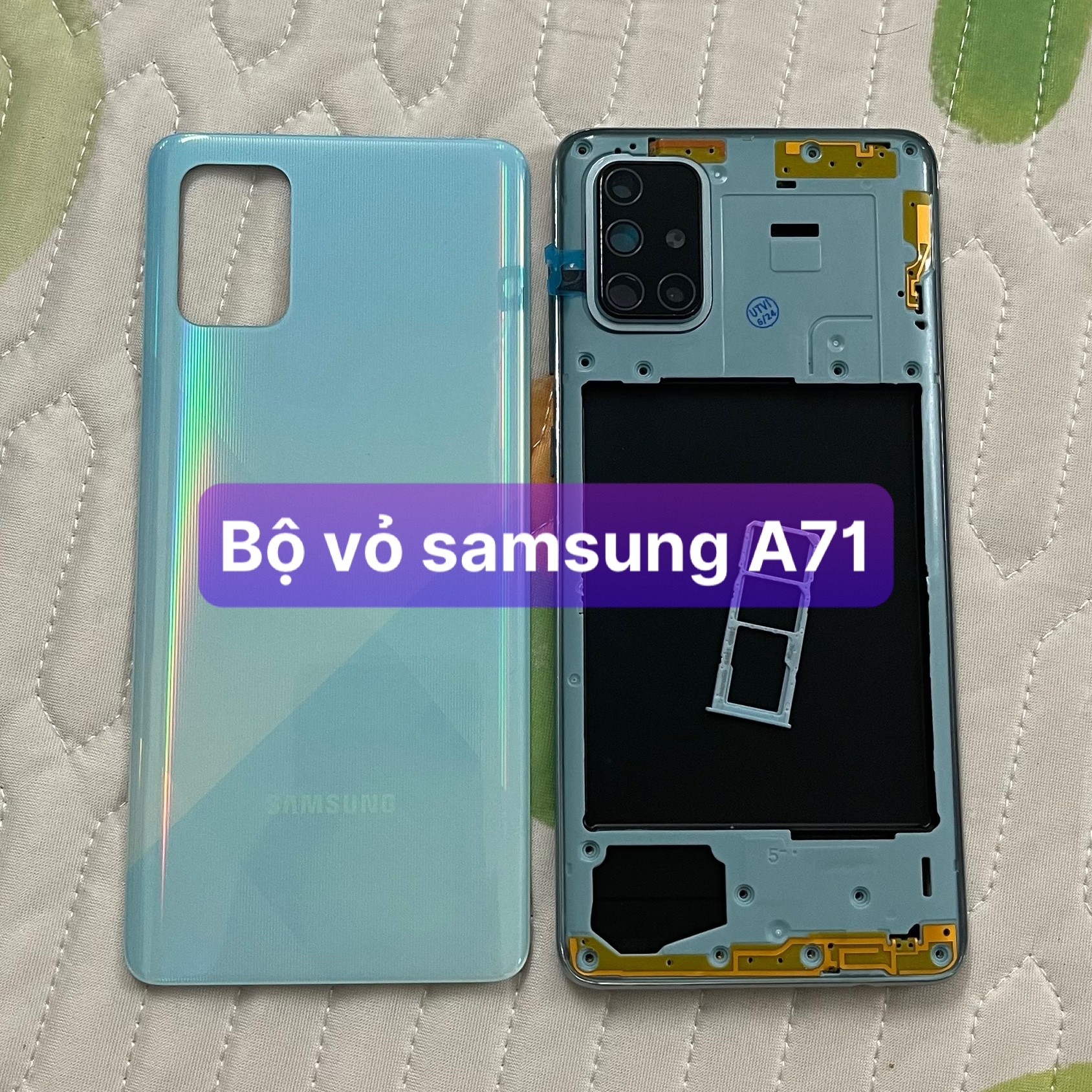 bộ vỏ sườn samsung A71 ,kèm khay sim,phím,kính camera