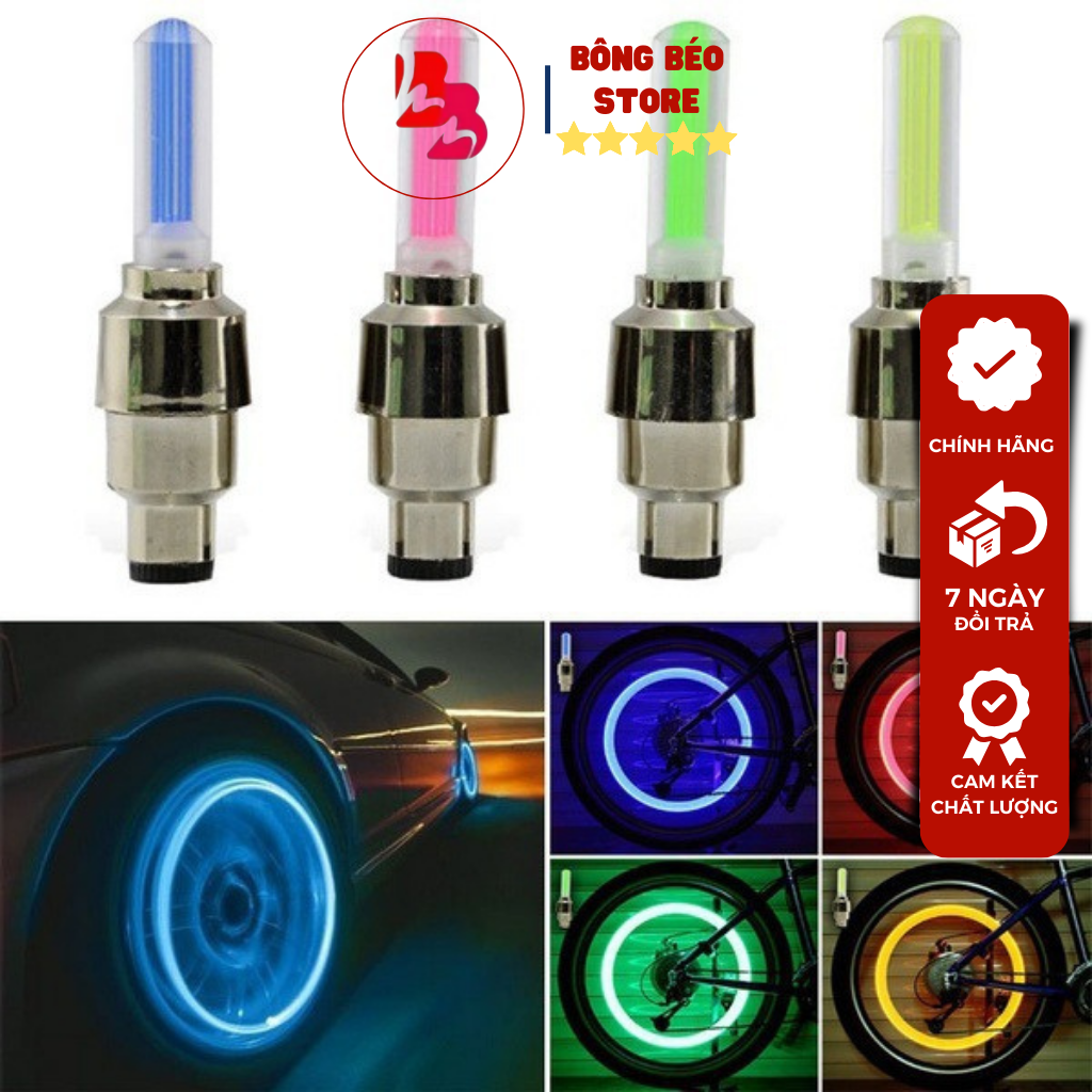 [1 Cặp] Đèn Led Gắn Van Xe Phát Sáng Nhiều Màu