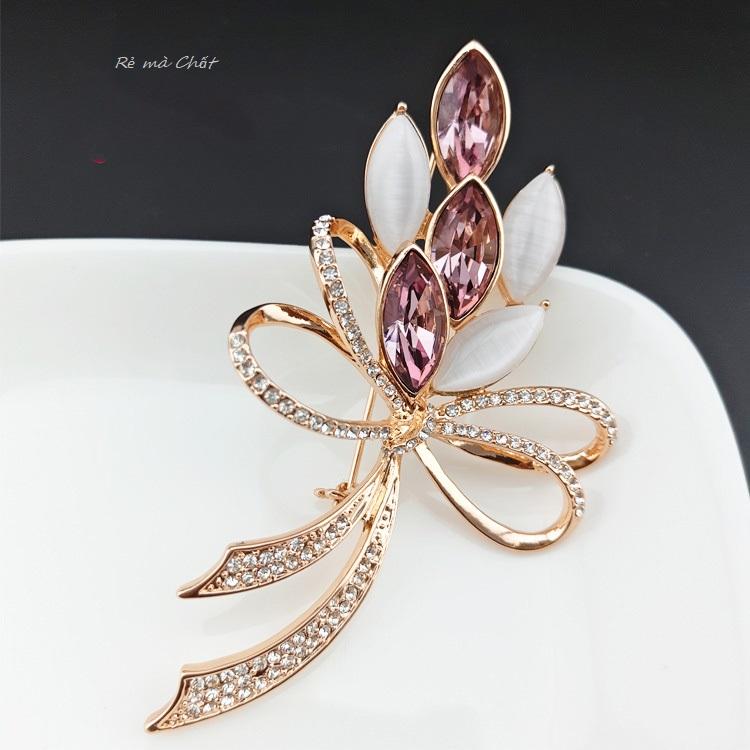 Trâm cài áo đóa hoa pha lê dịu dàng nữ tính cahoalily06