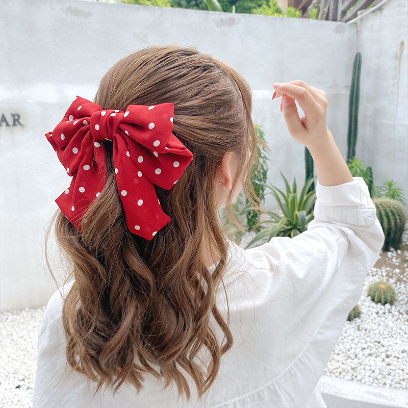 [HCM]Kẹp tóc nữ Phối thắt nơ Chấm bi CUTE - KAShop
