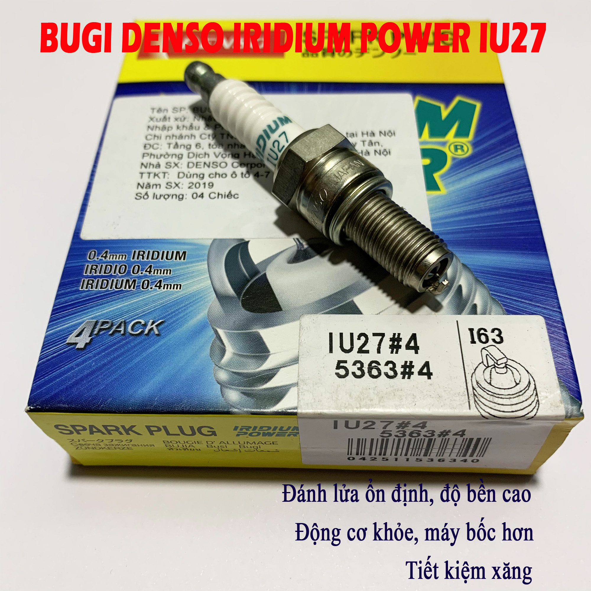 Bugi bạch kim cho Winner / Sonic  - DENSO IRIDIUM POWER IU27