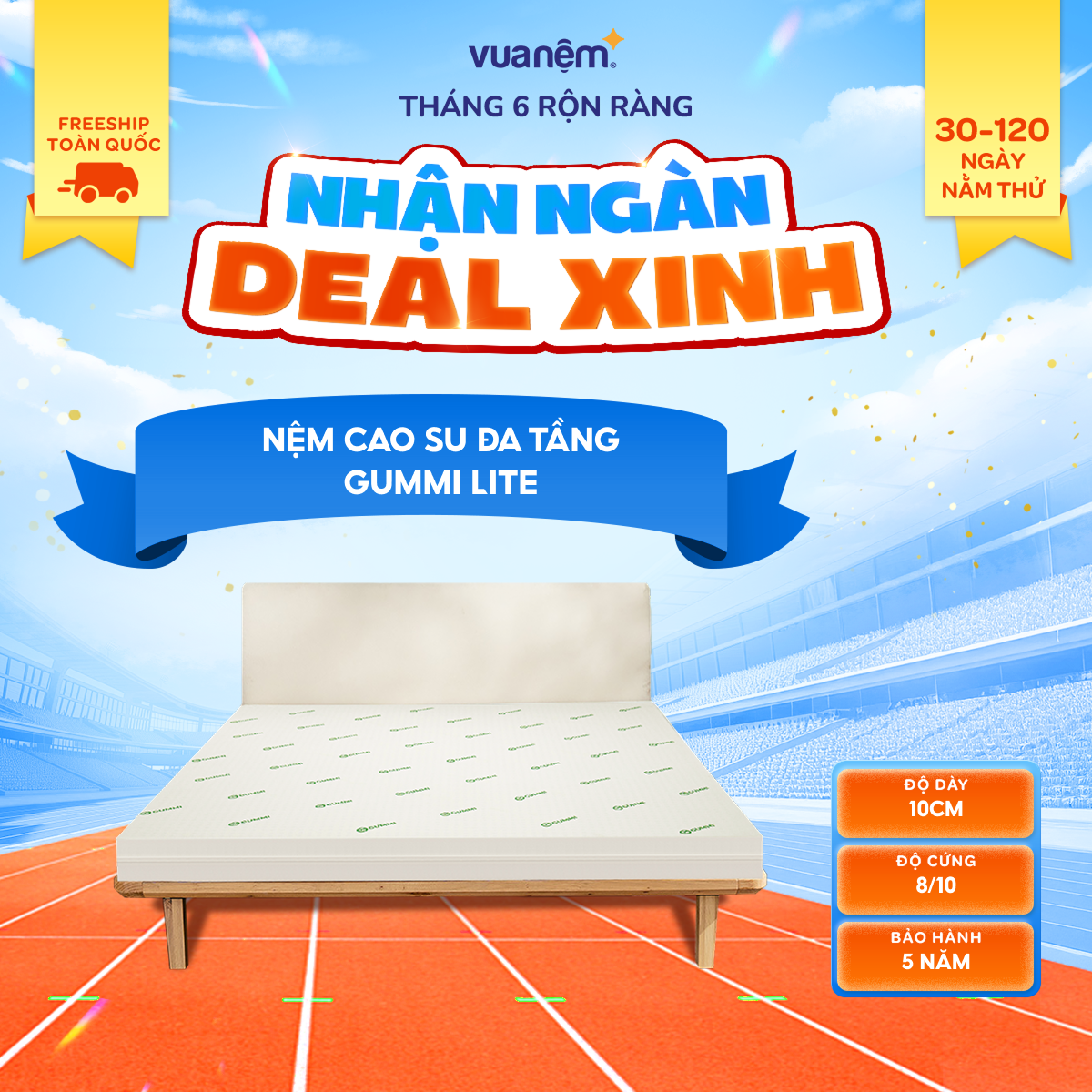 [TRẢ GÓP 0%] Nệm cao su foam giảm đau lưng Gummi Lite (NEW)