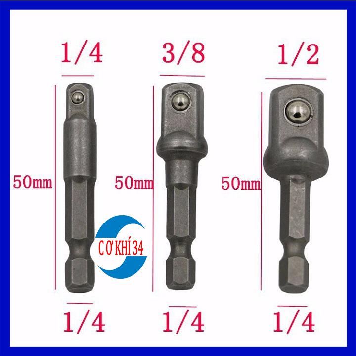 Bộ 3 đầu chuyển vặn khẩu cho máy khoan điện - pin chuôi lục giác