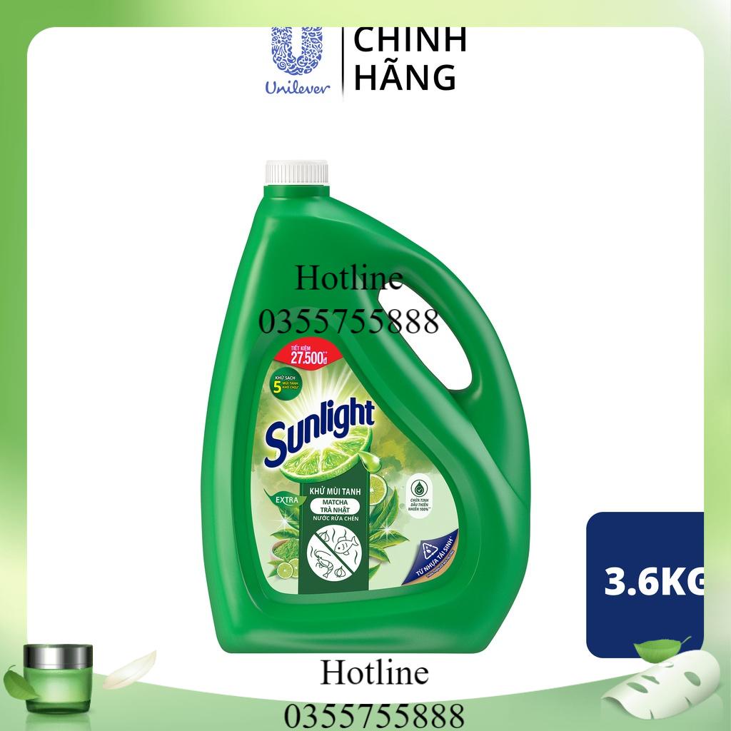 Nước rửa chén Sunlight Matcha Trà Nhật chai 3.6kg