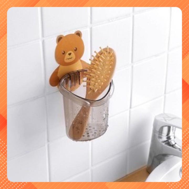 Cốc Đa Năng Dán Tường Nhà Tắm Hình Con Gấu Dễ Thương có lỗ thoát nước nhuavietnhat