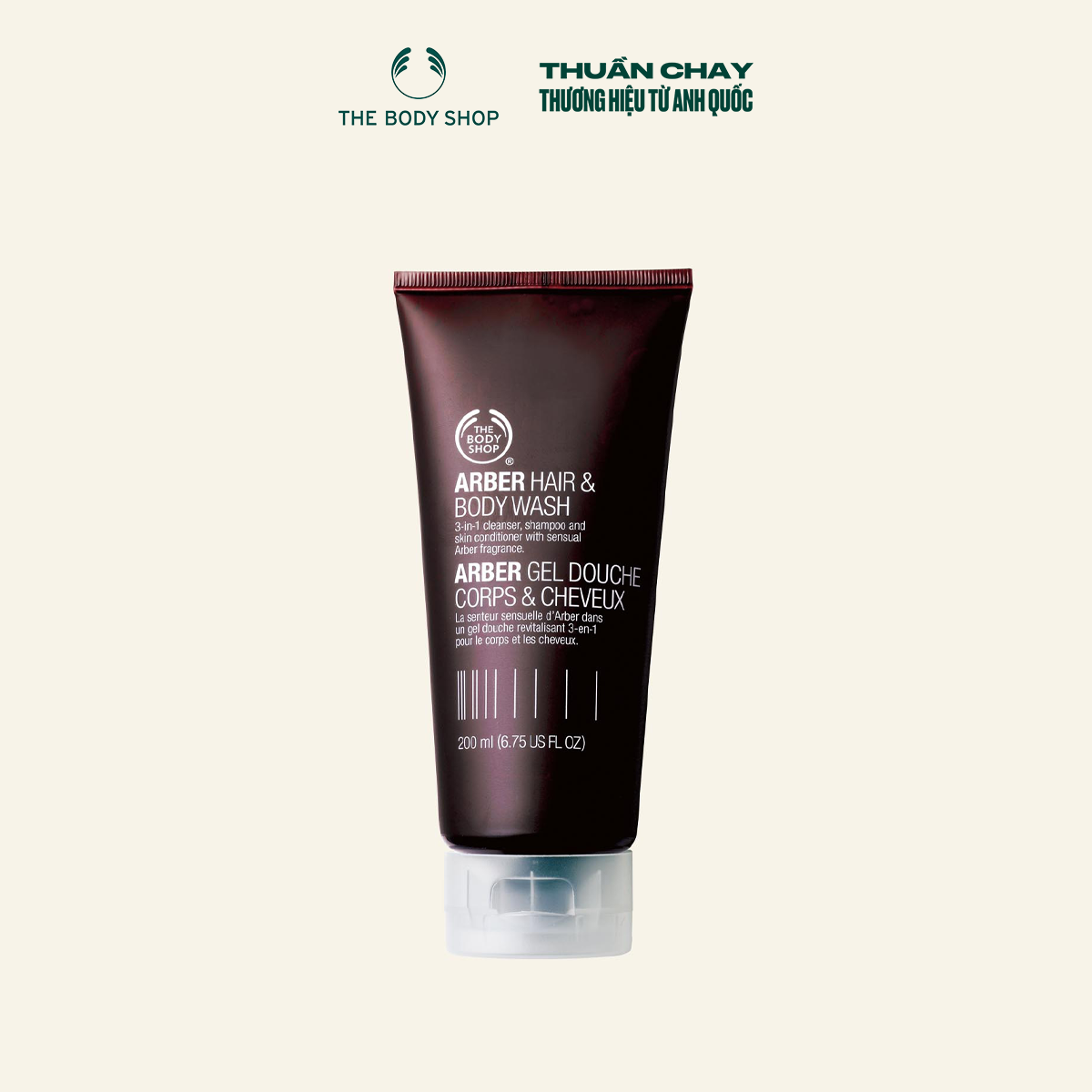 Tắm gội toàn thân the body shop arber hair & body wash 200ml