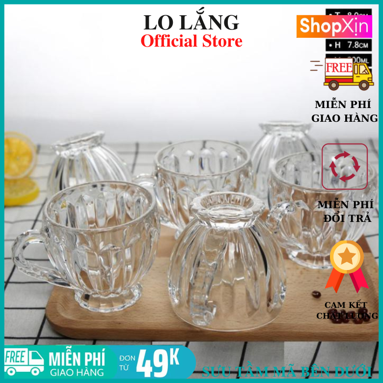Bộ 6 Ly Thủy Tinh Bầu Lùn Uống Trà CAFE NƯỚC HOA QUẢ